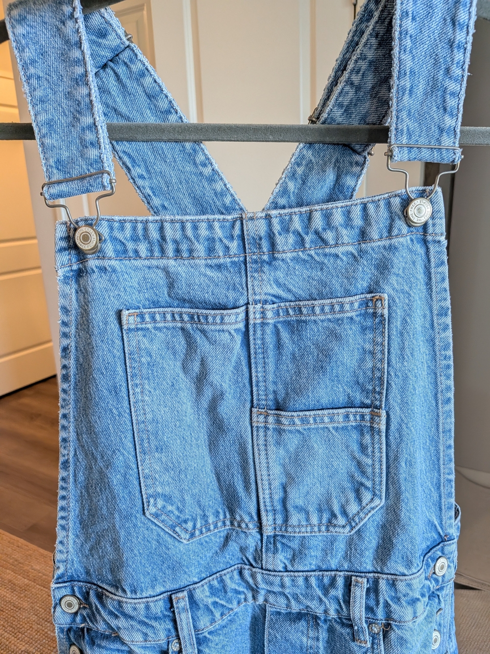 We The Free light blue denim Barrel Leg overalls - Picture 7 of 8